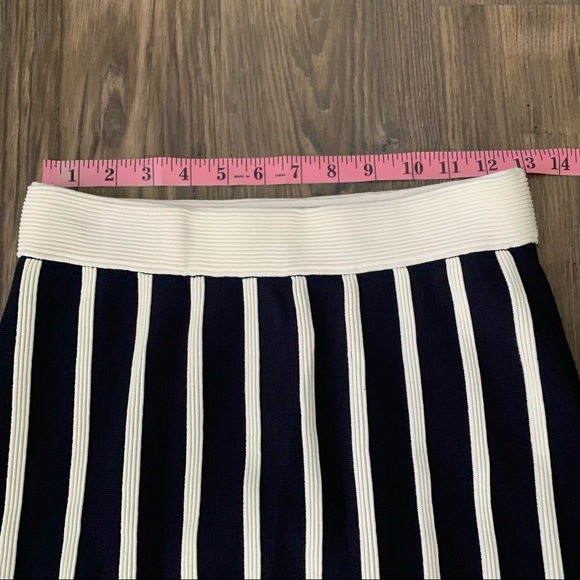 Ann Taylor Midi Length Navy and White Striped Skirt - Picture 6 of 7